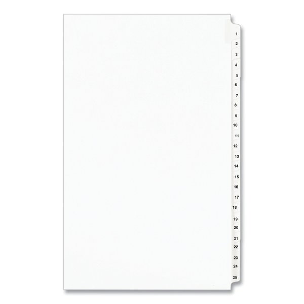 Avery Dennison Index Side Tab #1-25, White, Pk25 01430